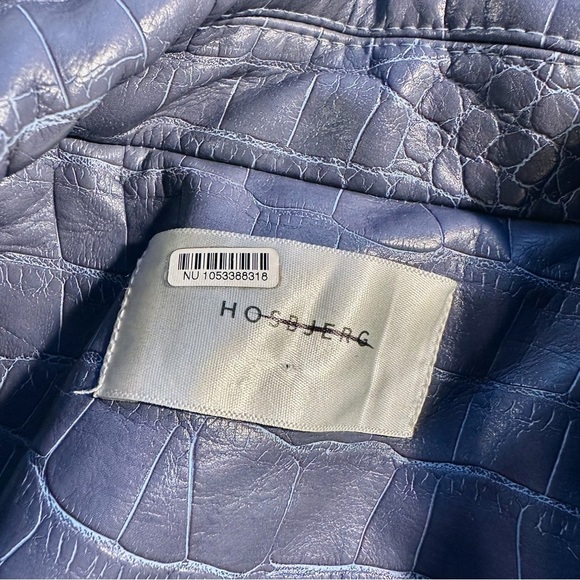 NWOT Hosbjerg Vegan Leather ‘Irah Croc Embossed Coat’ in “Dust Blue” Size Medium - Picture 6 of 16